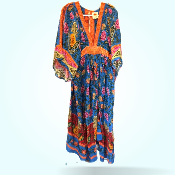 Farm Rio Pineapple Garden Kaftan Maxi Dress NWT Size L - Picture 3 of 10